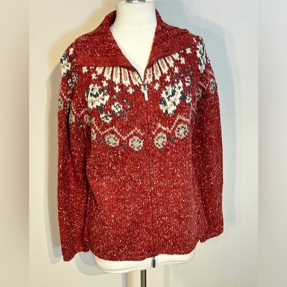 one on one Sweaters - Vintage 90's zip front fall cardigan size M oversized fit